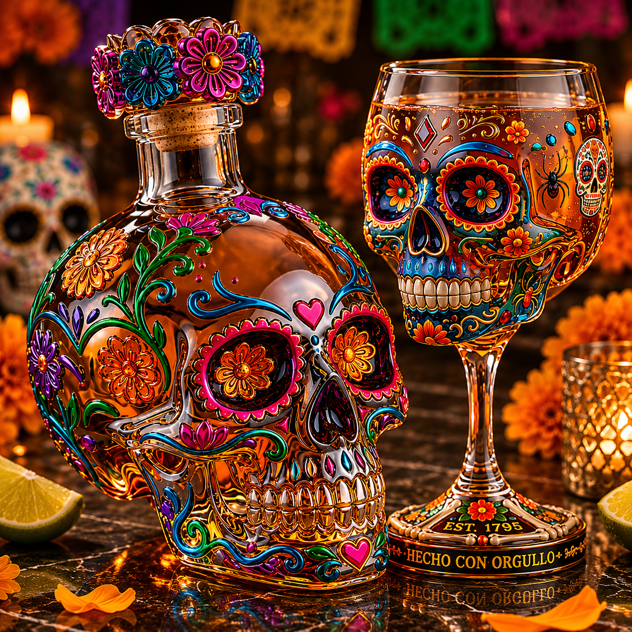 💀 Day of the Dead Skull Decanter Set™ – FREE Matching Goblet While Supplies Last💋