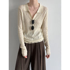 Cable Knit Wool Polo Neck Sweater for Women, Autumn New Style, Classic Preppy Look Base Layer Sweater