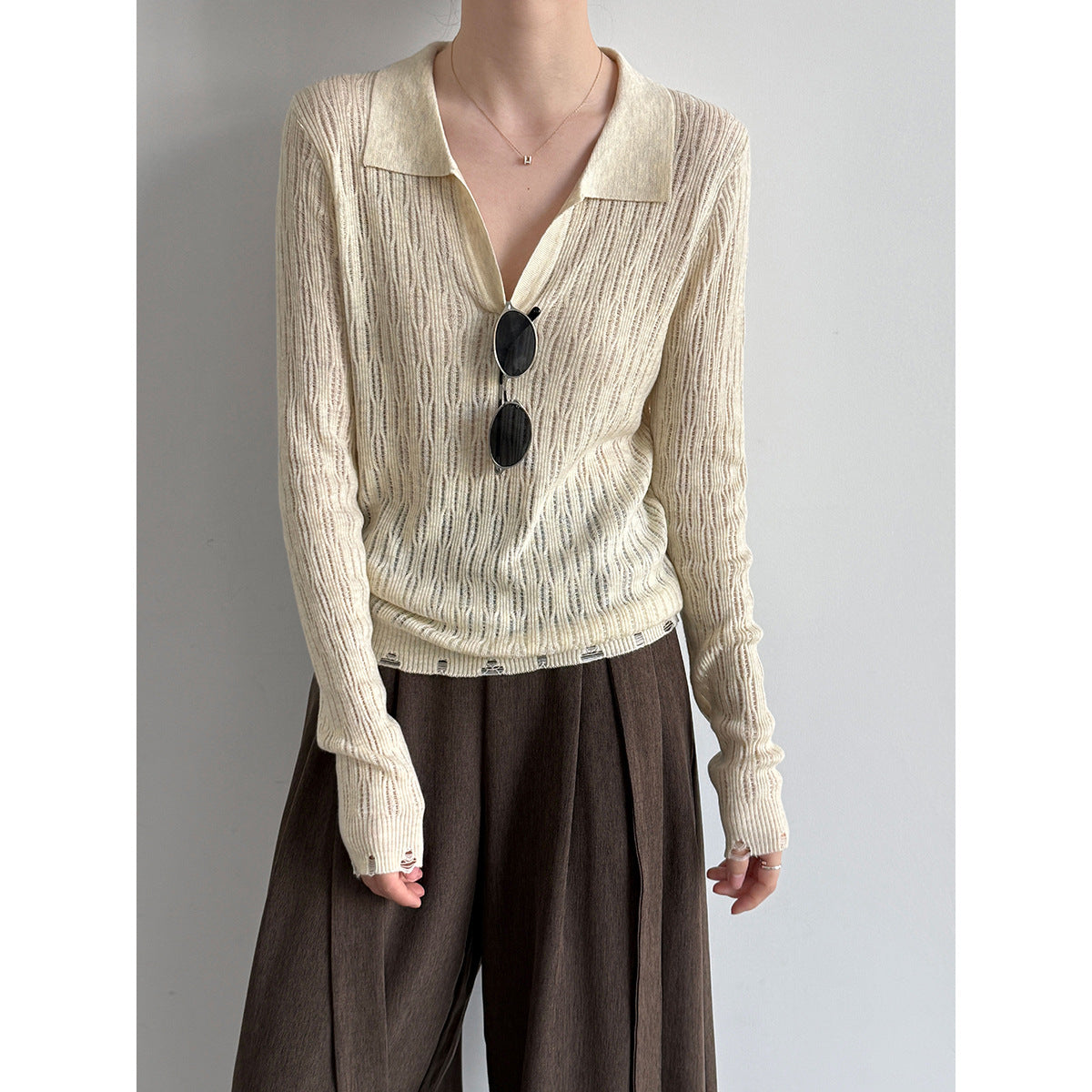 Cable Knit Wool Polo Neck Sweater for Women, Autumn New Style, Classic Preppy Look Base Layer Sweater