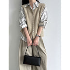 Deer West Gentle Style Textured Single-Button Knit Vest for Women Versatile Layering Sleeveless Waistcoat