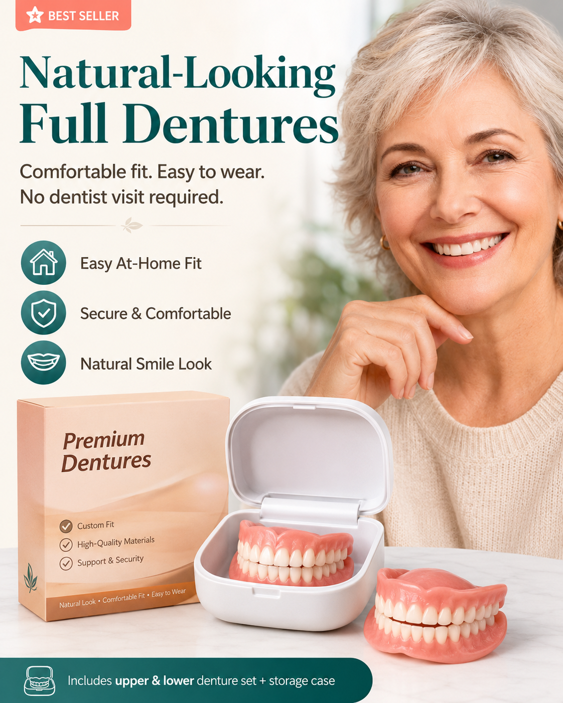 Custom-Fit Instant Smile Dentures – Natural Looking Comfort Fit
