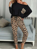 Stunncal Leopard Pocket Off-shoulder Two Sets