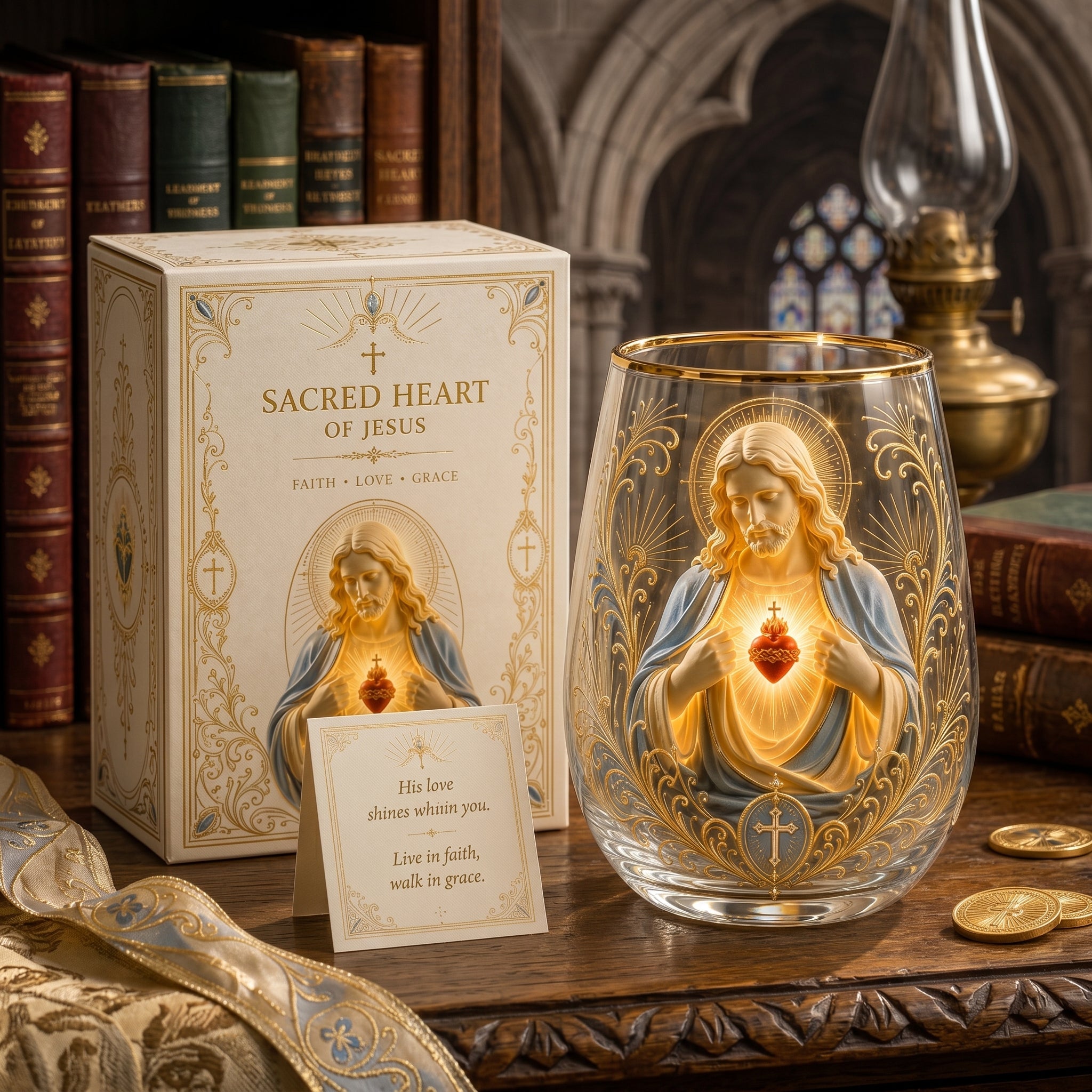 🙏Sacred Heart of Jesus Glass Cup💋