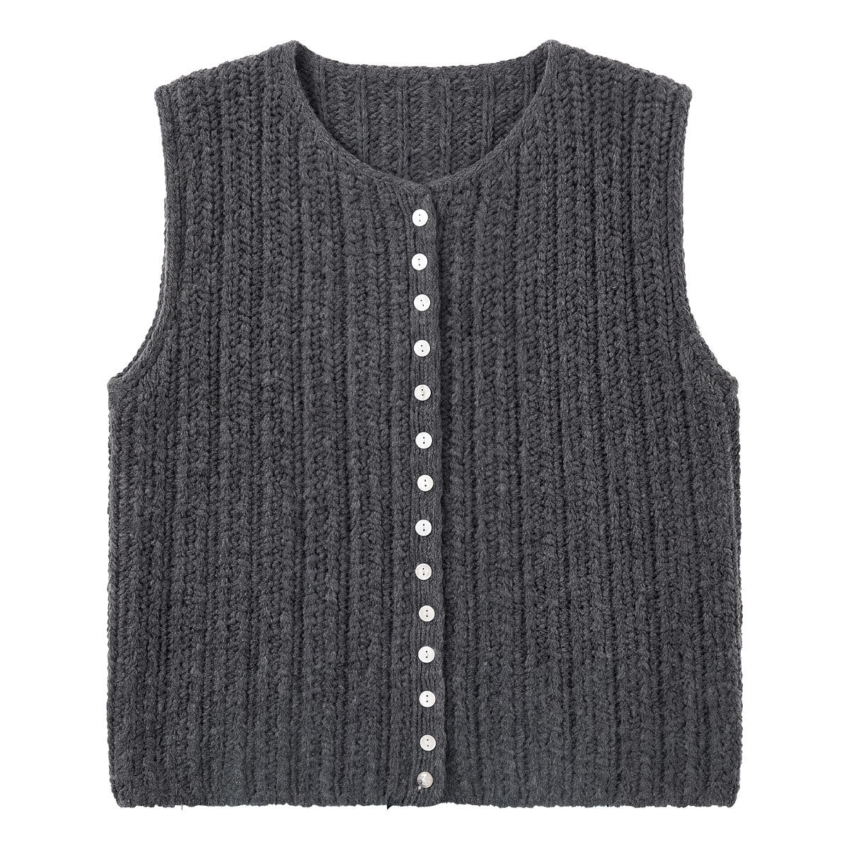 Deer West Gentle Style Textured Single-Button Knit Vest for Women Versatile Layering Sleeveless Waistcoat