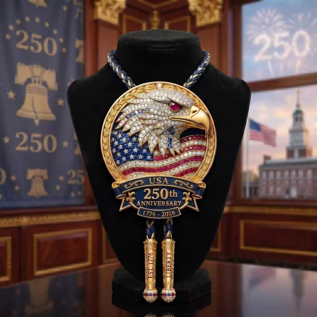 🎁🎉Only $24.99 This Week🌟🎉USA 250th Anniversary Eagle Bolo Tie💋