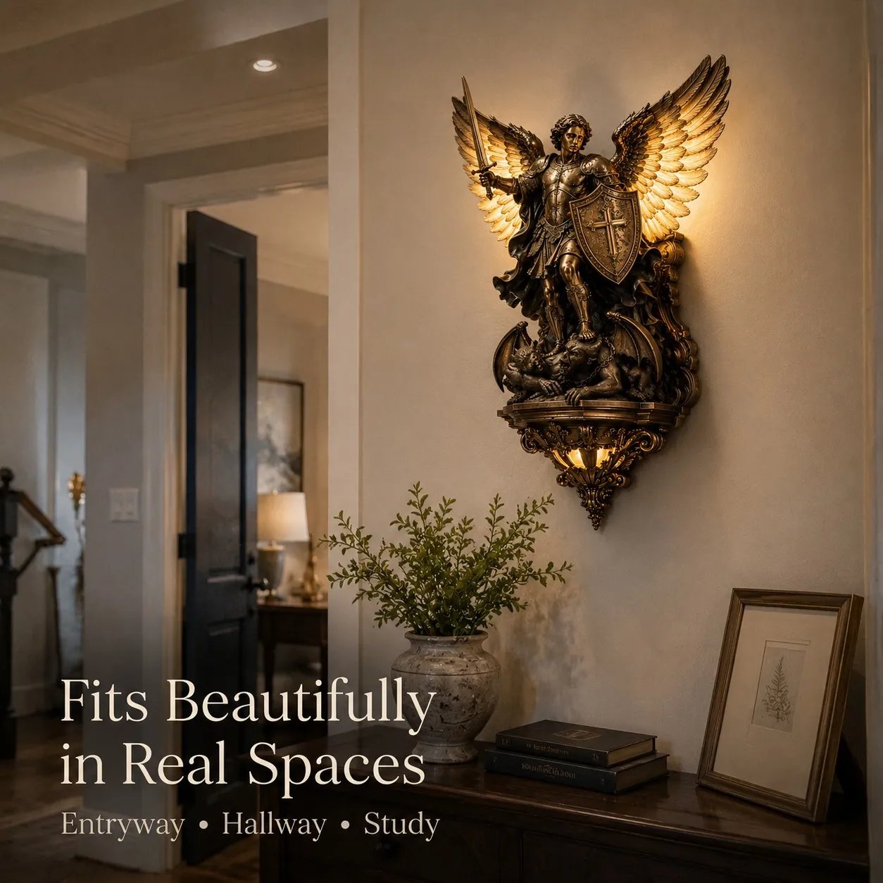 🔥LAST DAY 60% OFF⏰-St. Michael Guardian Angel Wall Light🕊️💋