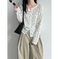 Retro Wool Floral Knit Cardigan for Women  Slim Fit Sweater Outerwear