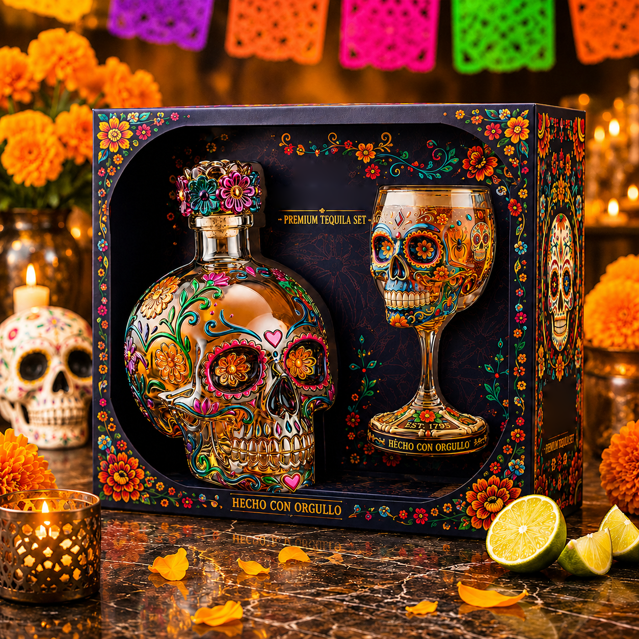 💀 Day of the Dead Skull Decanter Set™ – FREE Matching Goblet While Supplies Last💋