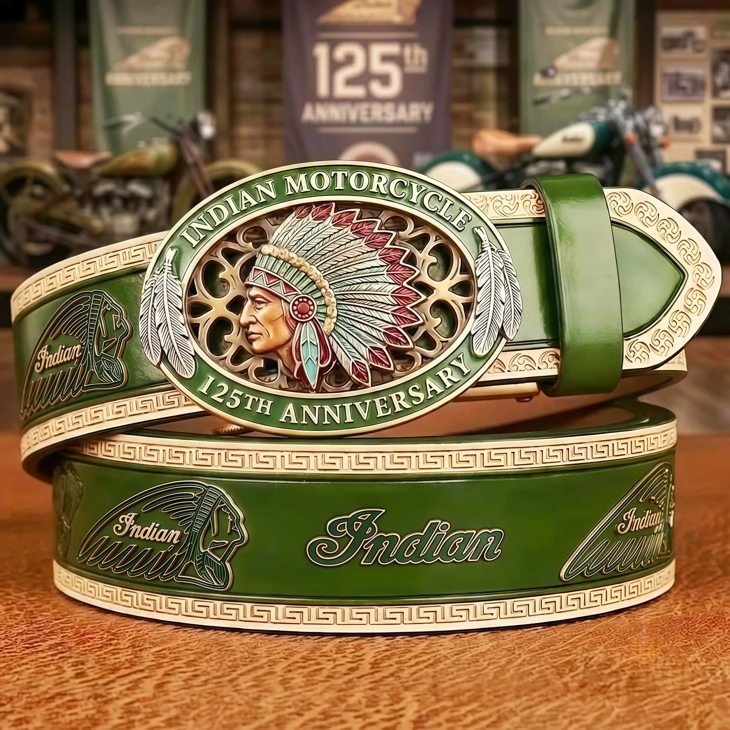 Indian Motorcycle 125th Anniversary Commemorative Leather Belt💋