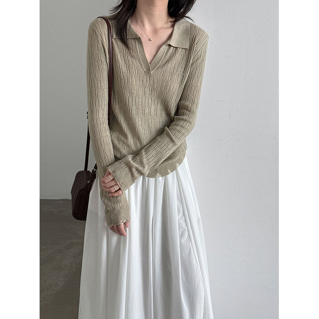Cable Knit Wool Polo Neck Sweater for Women, Autumn New Style, Classic Preppy Look Base Layer Sweater