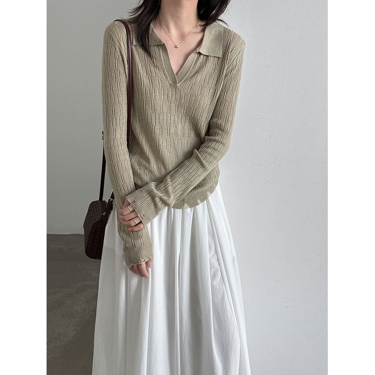 Cable Knit Wool Polo Neck Sweater for Women, Autumn New Style, Classic Preppy Look Base Layer Sweater