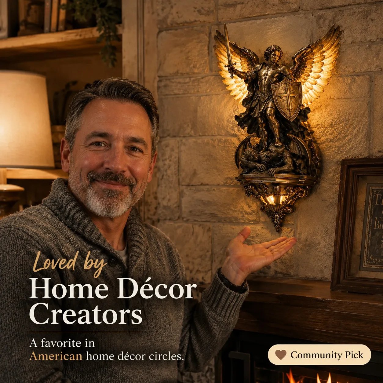 🔥LAST DAY 60% OFF⏰-St. Michael Guardian Angel Wall Light🕊️💋