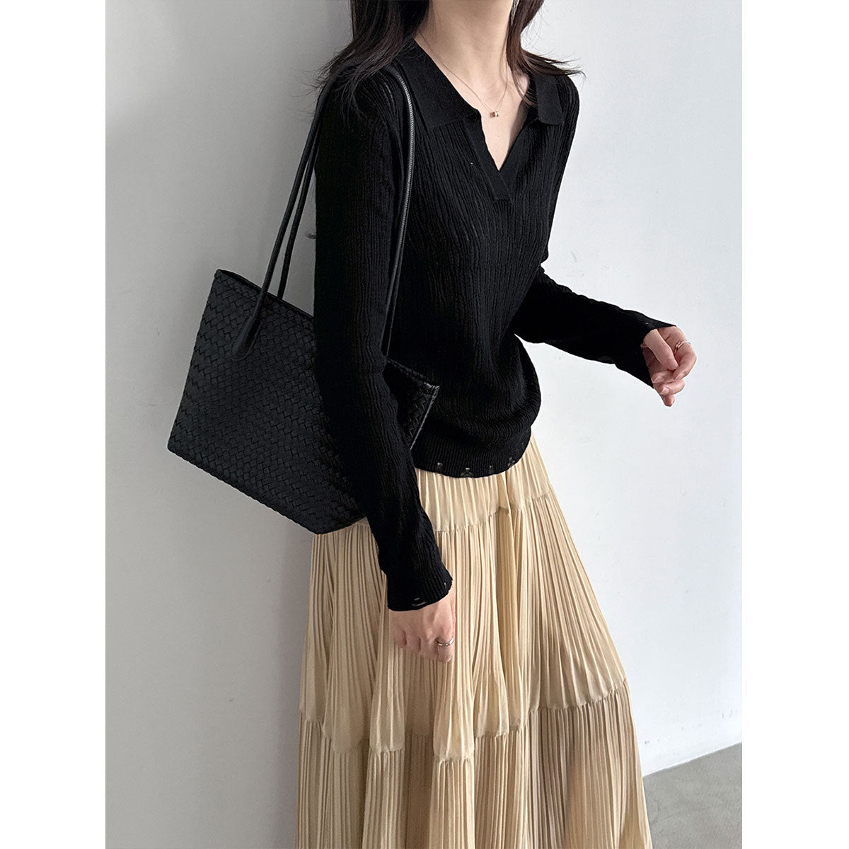 Cable Knit Wool Polo Neck Sweater for Women, Autumn New Style, Classic Preppy Look Base Layer Sweater