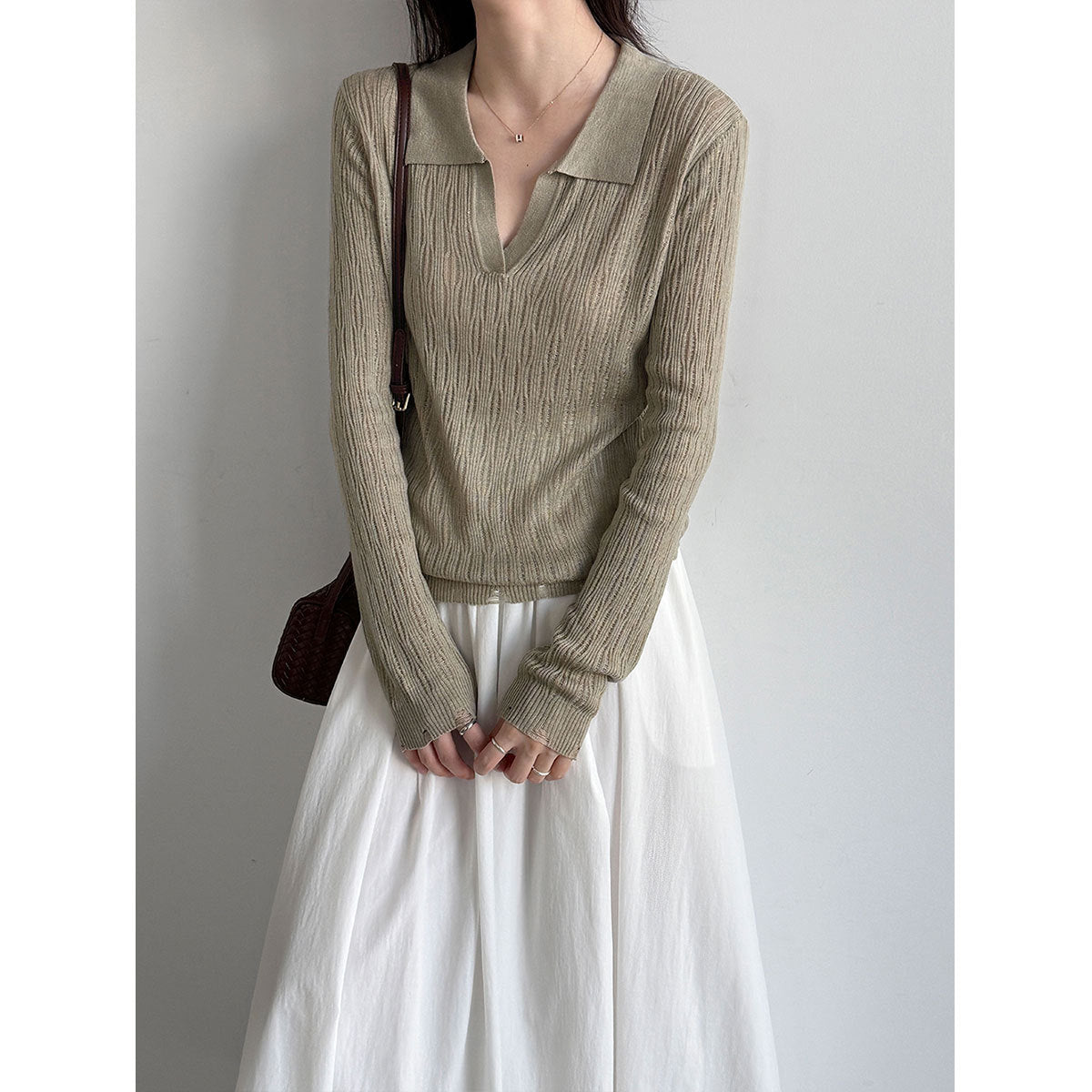 Cable Knit Wool Polo Neck Sweater for Women, Autumn New Style, Classic Preppy Look Base Layer Sweater