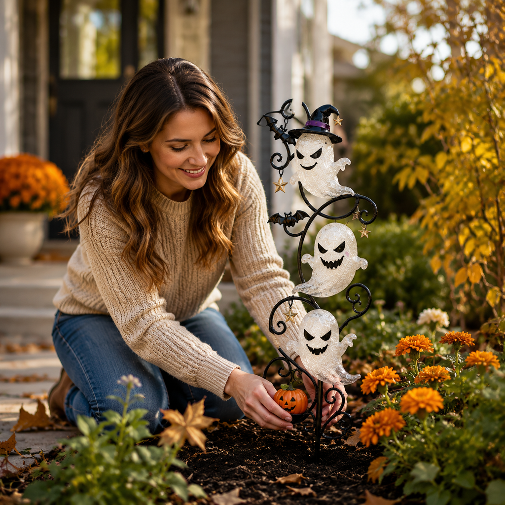👻 Solar Halloween Little Ghost Garden Stake Light💋