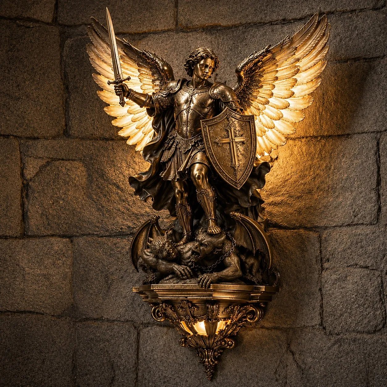 🔥LAST DAY 60% OFF⏰-St. Michael Guardian Angel Wall Light🕊️💋