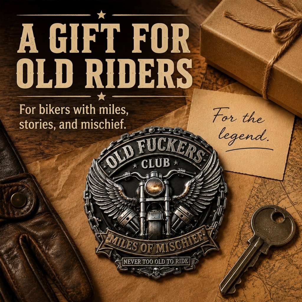 Old Fuckers Club – Miles of Mischief Motorcycle Emblem💋