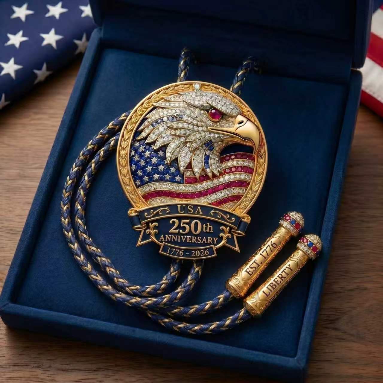 🎁🎉Only $24.99 This Week🌟🎉USA 250th Anniversary Eagle Bolo Tie💋