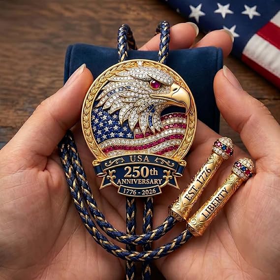 🎁🎉Only $24.99 This Week🌟🎉USA 250th Anniversary Eagle Bolo Tie💋