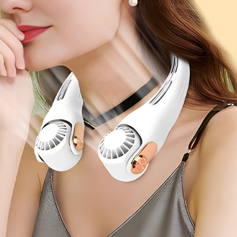 🥳2026 HOT SALE🥳💞50K+ SOLD!🍃 Neck Air Conditioner Fan – Ultra‑quiet, 360° rotating, 3 speeds. Hands‑free cooling, long battery. Summer essential! 🌬️💋